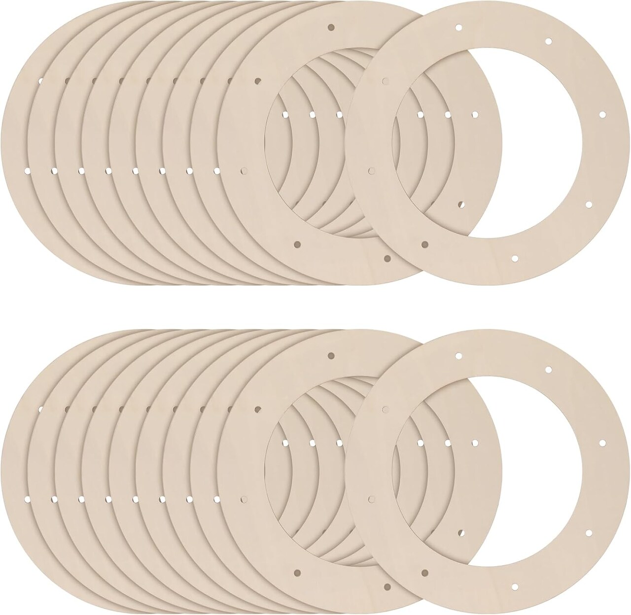 20 PCS Wooden Wreath Frames for Crafts, 12 Inch Wooden Wreath Forms for Crafts, 2.5mm Thickness Circle Wreath Frame Wood with Holes for Hanging Decorations